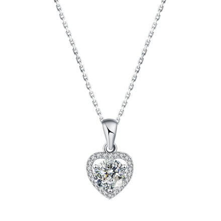 Fast Shipping 925 Sterling Silver 5A Round Cubic Zirconia Heart Pendant Women Jewelry Necklace
