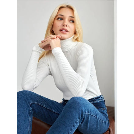 Wear Women's Turtleneck Sweater Knit Base Layer European and American Style Knitwear Turtleneck Pullover