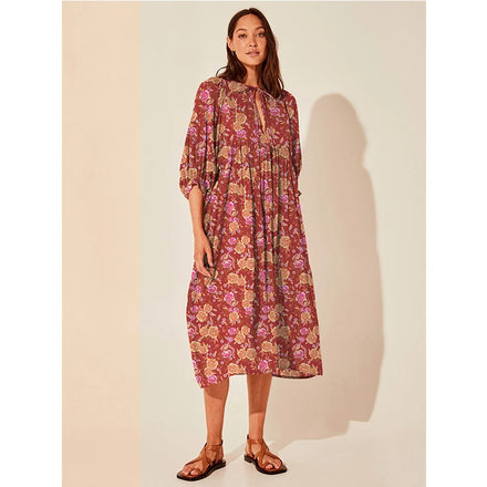 Cross-border New Arrival: Floral Fashion Women's Summer Cotton Vacation Dress - Loose Casual Mid-Sleeve Style