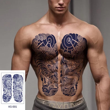 Japanese Cardigan Herbal Flower Temporary Tattoo Stickers Waterproof Eco-Friendly Paper Body Men Women's Full Back Arm Art 2