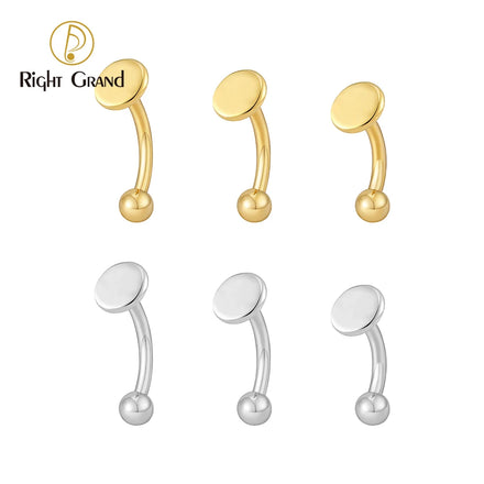 ASTM F136 Titanium Round Disc Vertical Labret Stud Eyebrow Piercing Curved Barbell Rook Earring Cartilage Ear Piercing Jewelry