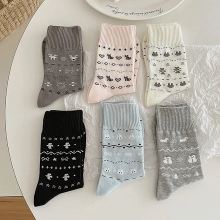 Korean New Fashion Love Heart Cartoon Socks Cozy Cotton Breathable Socks Women