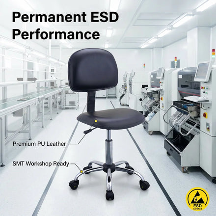Modern ESD Antistatic PU Leather Ergonomic Office Lab Chair Hospital Living Room Commercial Use Nylon Metal Industrial Cleanroom