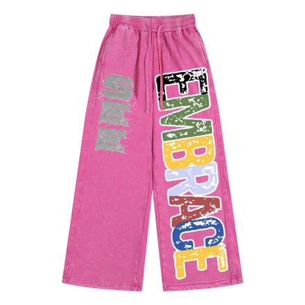 Unisex Custom logo Acid Washed Vintage Sweatpants Sun Faded 350 Gsm Heavyweight Cotton Polyester Oversized Streetwear