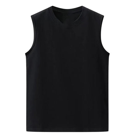 Oem customized 210g solid color cotton fitness sleeveless sports vest hot style round neck outer wear sleeveless T-shirt