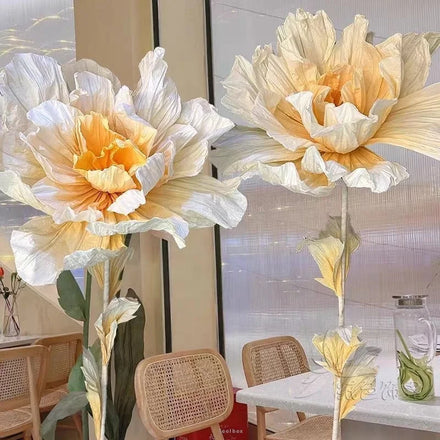 Handmade Large 3D Gradient Paper Flower for Champagne Series Wedding Event Decoration for Mall Window Display Finished Product