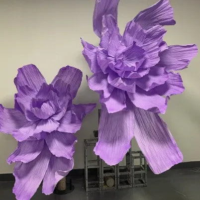Purple Handmade Crumpled Paper Art Flowers for Wedding and Thanksgiving Window Display Artificial Flowers
