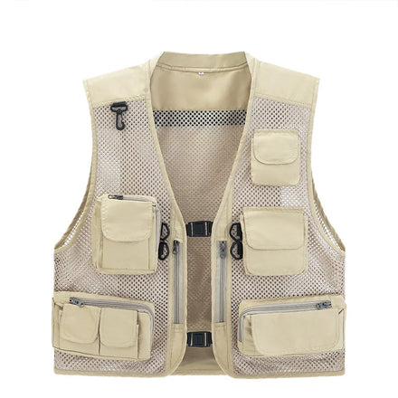 15colors Custom Canvas Casual Loose Men's Outdoor Fishing Multi-pocket Storage Life Tactical Vest Men's Waistcoat Vest