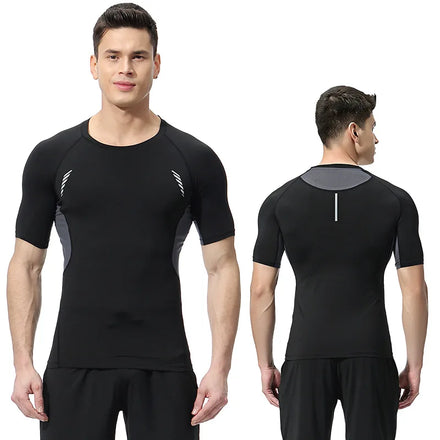 Lanyu Summer Men's Athletic Workout T-Shirt Lightweight Seamless Quick-Dry Gym Clothes with Short Sleeves