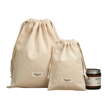 Recyclable Custom Logo Silk Screen Printed Drawstring Bag Organic Cotton Dust Packaging for Clothing Shoes Underwear PandaSew