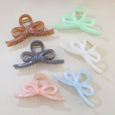 New 13cm High-end Bowknot Shape Hair Clip Solid Color Hollow Exquisite Hair Accessory Large Size Elegant Style Women Hair Claws