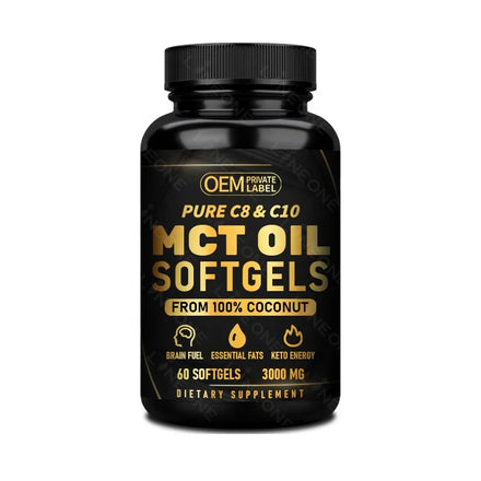 OEM/ODM MCT Oil Capsules 60 Softgels 3000mg Keto Pills Unrefined Coconut for Brain Fuel Energy