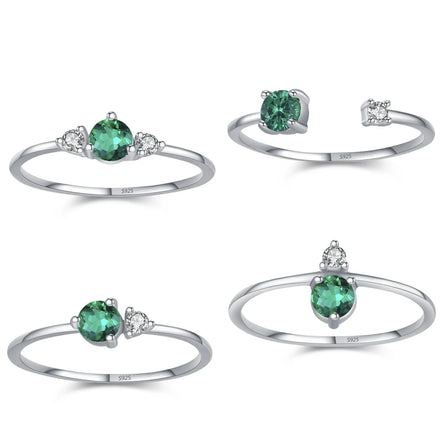 Exquisite Open Ring for Women Green Zircon 925 Sterling Silver Rhodium Plated Fine Jewelry for Weddings and Parties