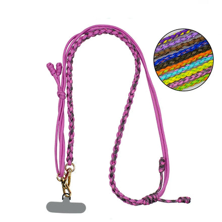 Customizable Handwoven Braided Contrasting Crossbody Shoulder Strap Outdoor Hiking Double Buckle Phone Lanyard With Phone Tab
