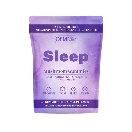 OEM/ODM Sleep Mushroom Gummies Supplement for Sleep and Relaxation with Reishi Super Mushrooms Wild Elderberry