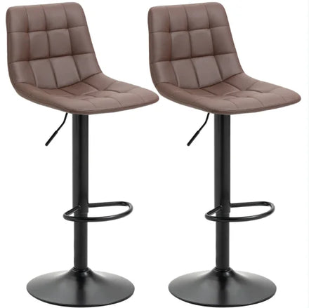 Adjustable Swivel Bar Chairs with PU Leather Backrest and Black Painted Metal Legs for Home Cafe or Restaurant for Home Bars