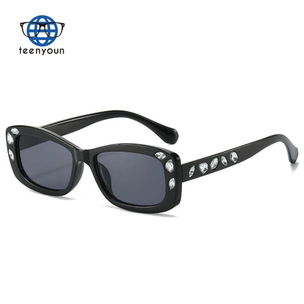 Teenyoun Wholesale Fashion Diamond Square Sunglasses Wome Vintage Hip Hop Sun Glasses Female Shades Custom Logo