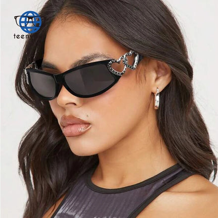 Teenyoun Wholesale Outdoor Retro Vintage Square Small Frame Metal Heart Shape Popularity Y2K Sunglasses Personality Custom Logo