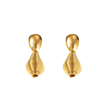 European American Fashionable Ladies Dangle Earrings Hot Selling Stainless Steel Textured Water Droplet Design Exaggerated