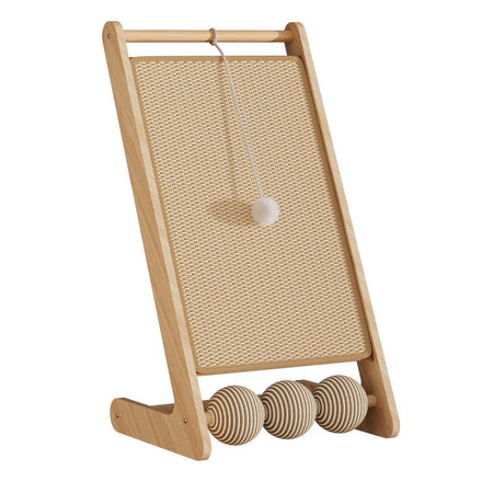 New Vertical Solid Wood Sisal Cat Scratching Board Wear-resistant Cat Claw Board Ccratching Mat with Ball Toy