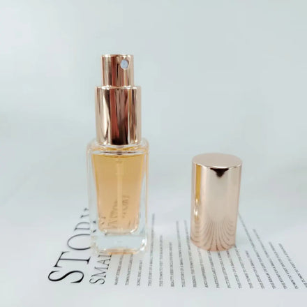 15ml Transparent Rectangle Refillable Glass Perfume Spray Bottle with Aluminum Pump Cap