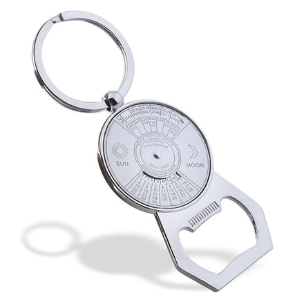 Sublimation Vintage Zinc Alloy Metal Silver 50 Years Perpetual Calendar Beer Bottle Opener Keychain
