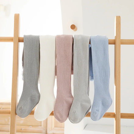 Autumn Winter Girls Leggings Pure Cotton Jumpsuit Solid Color Combed Cotton Soft Knit Breathable Casual Long Socks Wholesale