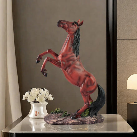 Rearing Horse Resin Sculpture - Symbol of Vitality & Success Home Decor for Living Room/Office.Trending Feng Shui Ornament