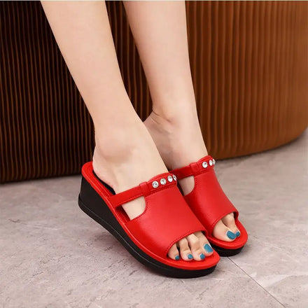 Women's Designer Summer Slide slippers Wholesale Outdoor Indoor Non-slip Wedge Heel Soft Sole Versatile Home Sandals for Women