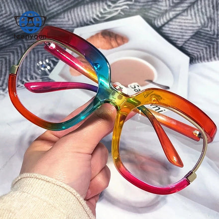 Teenyoun Wholesale Unique Rainbow Cat Eye Anti-blue Light Eyeglasses for Women Square Computer Glasses Frame Lady Custom Logo