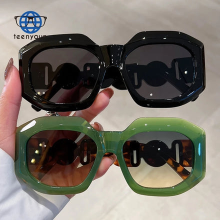 Teenyoun Wholesale Retro Classic Hexagon Big Frame Sun Glasses Vintage Brand Designer Sunglasses UV400 Women Custom Logo