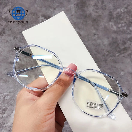 Teenyoun Blue Light Blocking Reading Glasses Spring Hinge Metal Material Eyewear Round Plastic Women Optical Gafas De Lectura