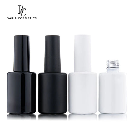 Screen Printing10ml 12ml 15ml Round UV Gel Nail Polish Glass Bottle Matte/Glossy Black White Fast Delivery