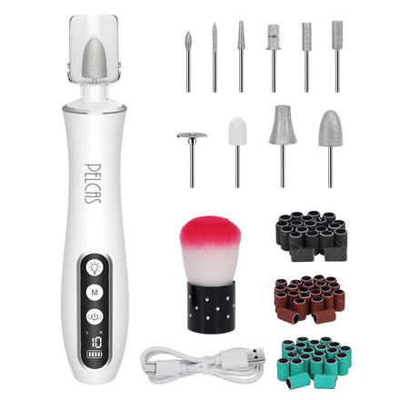 PELCAS Professional Manicure Pedicure Kit Thick Toenail Grinder Cordless Electric Nail File Drill Toe Nail for Dremel Tool