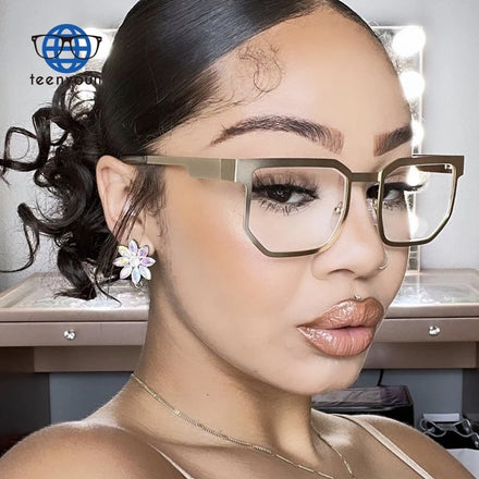 Teenyoun Wholesale Luxury Metal Unique Blue Light Blocking Glasses Women Punk Optical Eyeglasses Frames Custom Logo