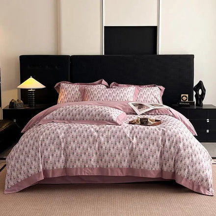 Digital Printing Home Textile 100% Cotton ODM/OEM Flat Sheet Fitted Sheets Pink Duvet Cover Sanding Pillowcase 4 PCS Bedding Set