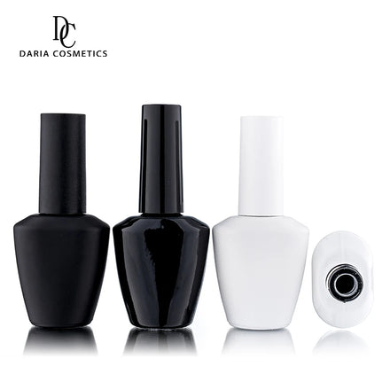 Custom Logo 10ml 13ml 15ml Oval Empty Glass Gel Polish Bottle With Cap and Brush Matte/Glossy Black White