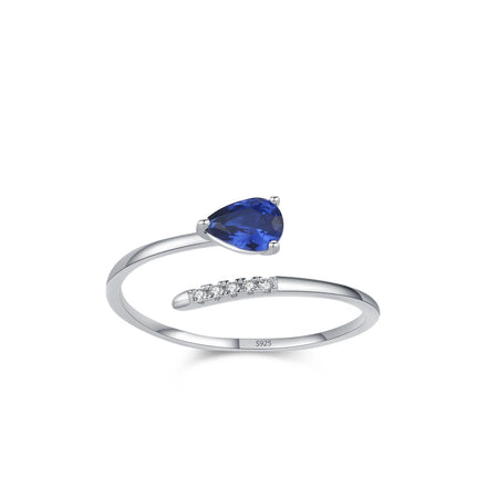 New Trendy Water Drop Zircon Open Ring for Women 925 Sterling Silver Popular Diamond Ring Fine Jewelry