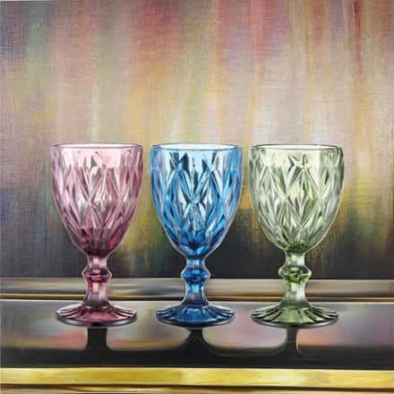 Luxury Design Elegant Embossed Hand Blown Lead Free Durable Glass Wine Goblets for Weddings Home Decor -Customizable