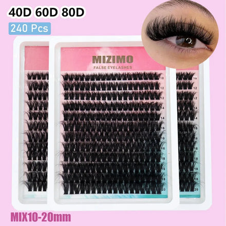 Wholesale 12-rows Hot-melt 60D-200D Natural and Fluffy 12-20mm DIY False Eyelashes