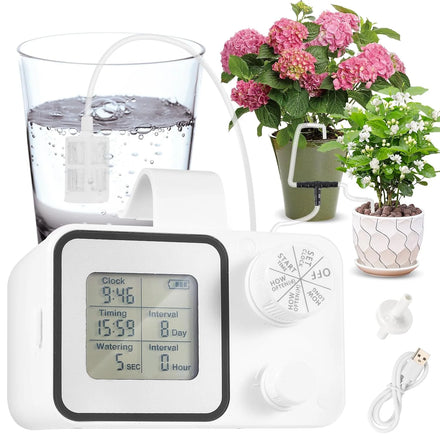 Smart Automatic Drip Irrigation Kit Supports 15 Indoor Potted Plants and Garden Digital Programmable Timer for Home Use
