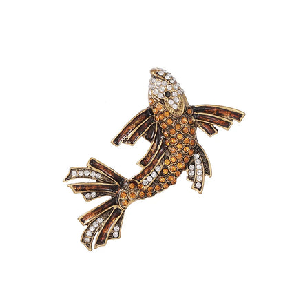 Weiman Vintage Creative Full Diamond Koi Brooch Versatile Alloy with Diamond for Wedding or Engagement Wishing for Fish Year