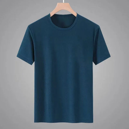 Oem customized quick drying ice silk mesh short sleeved t shirt men's summer thin round neck half-sleeved t shirt
