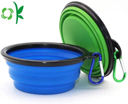 OKSILICONE Silicone Feeding Pet Bowl 1000ML Collapsible Travel Bowl Foldable Cup Dish Water Dog Bowl with Hook