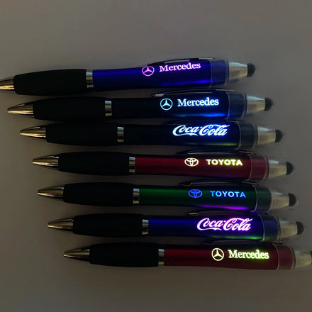 Ballpoint Pens LED Light Glow Logo for Top Promotional Black Blue Ink 1.0mm Multi Functional Plastic Sports Parker Pens