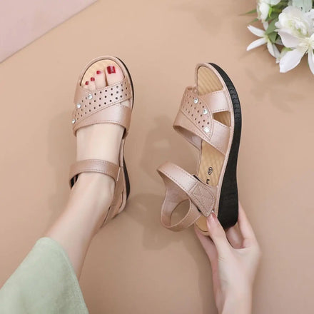 Women's PVC Designer Summer Beach Sandals Slide Wholesale Wedge Heel Thick Sole Non-slip Soft comfort Elegant Shoes for Women