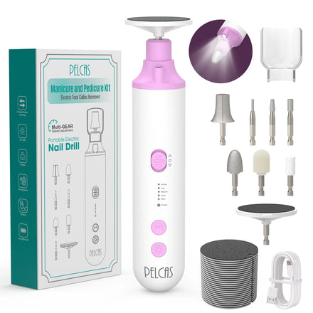 PELCAS Nail Drill Kit Cordless Electric Nail Drill Professional Kit 4500rpm E-File Nail Kit for Manicure Salon Home