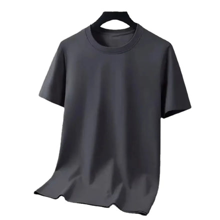 OEM Customized Logo Design summer short-sleeved bottoming shirt men round neck milk silk solid color high-end ice silk T-shirt