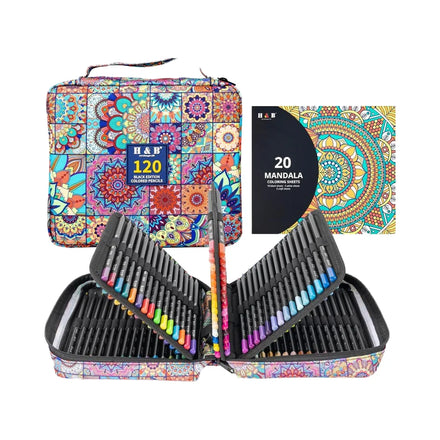 H&B 120-Color Colored Pencils Set with Soft Oil-Based Cores Coloring Book & Eraser Sharpener for Drawing & Coloring