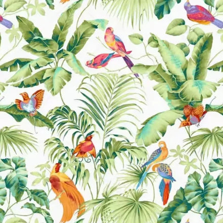Green Leaves and Birds Tropical Rainforest Scenery Wall Paper Jungle Animals Home Decor Wallpaper 3D